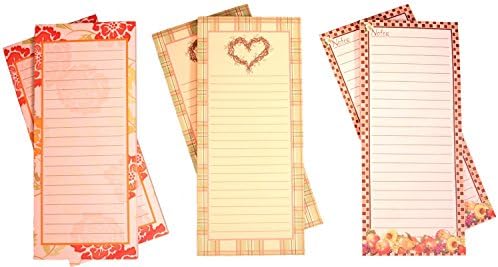 Strokes Art Supplies Magnetic Memo Note Pads, 60 Sheets Per Pad, 8 x 3.5 Inches, 2 Each of 3 Country Kitchen Designs - Total of 6 Pads (Set 3)