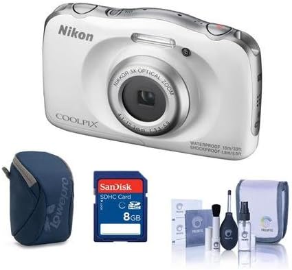 Nikon Coolpix W100 Point & Shoot Camera, White - Bundle With Camera Case, 16GB SDHC Card, Cleaning Kit