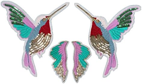 Bird Sequins Embroidery DIY Applique Embroidered Sew on Patch