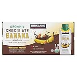 Kirkland Signature Organic Vegan Chocolate Banana Plant Protein Non-Dairy Almond Milk Beverage - 18 Count (8.25 fl oz.)