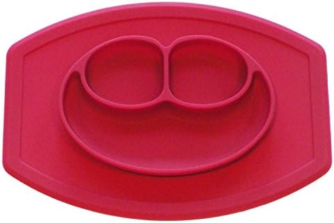 BambinoCo All-in-one mini silicone suction placemat and plate smiley face design (Pink)