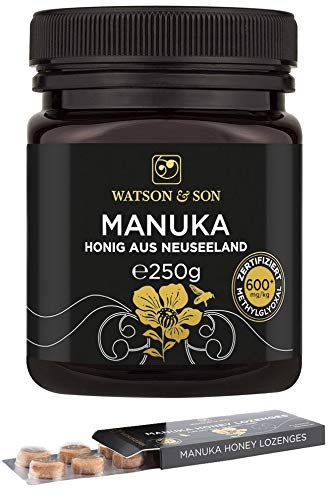 Watson & Son Manuka Honig MGO 600+ 250g + gratis Manuka Lutschtabletten 20g MGO 400+ | Zertifizierte Premium Qualität aus Neu