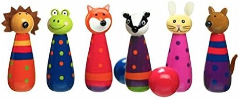 Orange Tree Toys - Woodland Friends Wooden Skittles - Kids Bowling Set, Designed to Play Games Indoors or Outdoors, for Ages 3 Years and Up