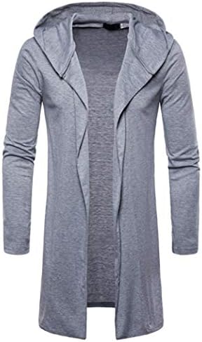 Shybuy Mens Fashion Hooded Long Sleeve Draped Lightweight Open Front Shawl Collar Longline Cardigan