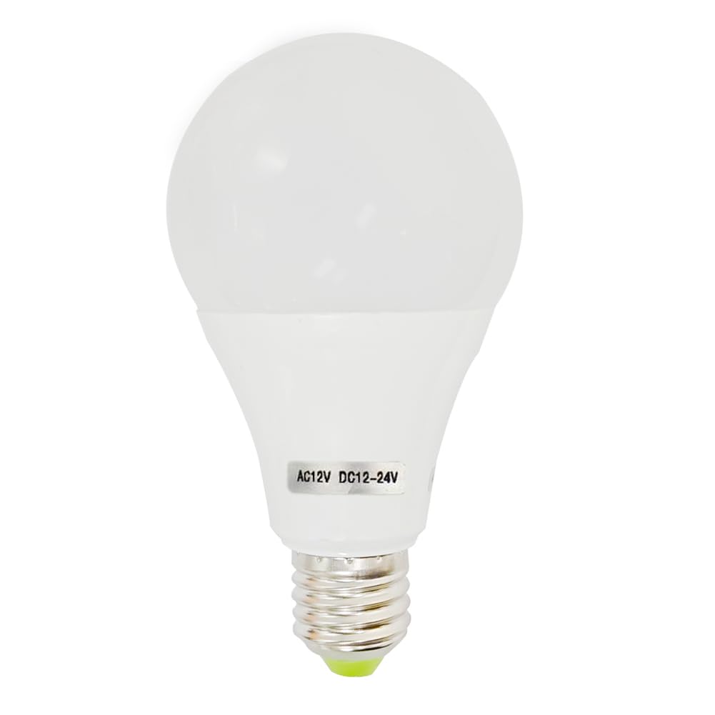 GRV E27 Base 18-5730 SMD LED Bulb Non-Dimmable 9Watt Thermal Plastic Light 75-Watt Equivalent AC 12V DC 12-24V Warm White Pack of 1