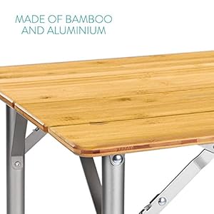 Navaris Bambus Campingtisch faltbar - Klapptisch belastbar bis 30kg für Outdoor Camping Angeln - Tisch Aluminium Beine… – Bild 4