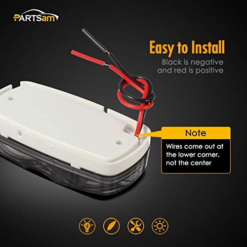 Partsam 14x Red/Amber Double Bullseye led Marker Light Side Marker Light Smoke Lens, Tiger Eye/Double Bubble LED Marker Lights, 4" Rectangular Rectangle Led Truck Trailer RV Camper Light
