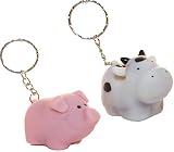 Fun Stuff Set of 2 Naughty Pooping Animals Gag Novelty Key Chains (Pig & Cow)