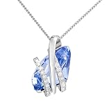 Blumoon Blue Oval Shaped Pendant Necklace Made with Swarovski Crystal 925 Sterling Silver, Gift for Women