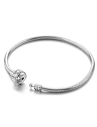 Pulsera larga de plata de ley 925 con abalorio básico, cadena de serpiente, joyería fina para mujeres, el mejor regalo de cumpleaños de Navidad para madres, esposas, novias