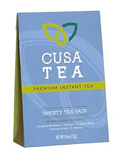 Variety Pack of Cusa Tea Premium Organic Instant Tea - USDA Organic Certified Tea - 10-pack of Instant Tea - 2 servings each of our 5 flavors - Zero Sugar, Preservatives or Flavorings