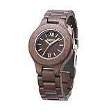 MEKU Womens Wood Watch Natural Sandalwood Handmade Watch for Lady Valentine Gift Chocolate