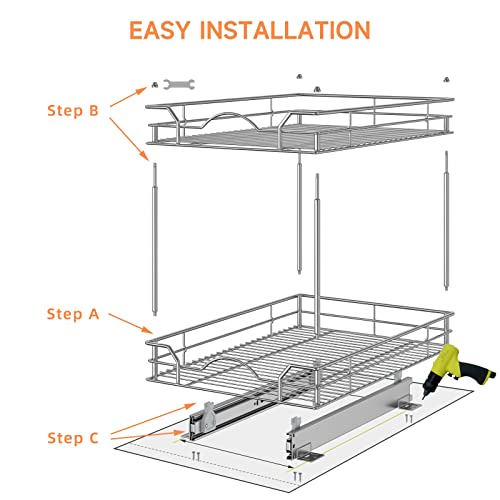 ROOMTEC Double Drawer Pull Out Organizer 18"D x 11"W x 16.4"H