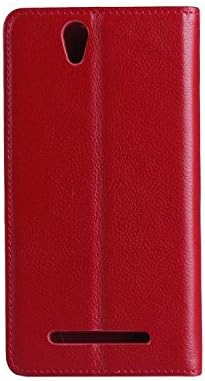 HYAIT SONY C3 Premium Luxury Handmade Executive Flip Litchi Patterns Leather Case Cover For XPERIA C3 - RED