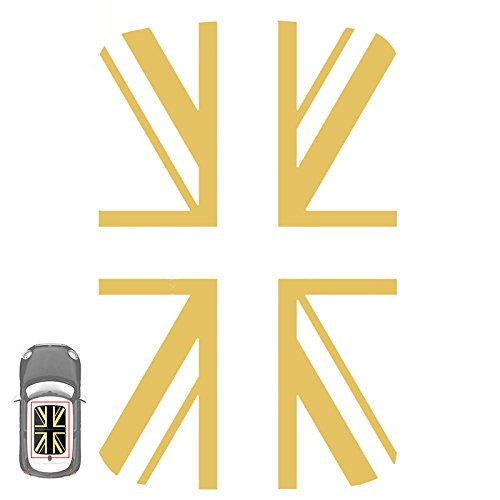 Paileco Automotive Sunroof Vinyl Sticker for R55 R56 (1set 2pcs, Gold Union Jack Flag, Vinyl)
