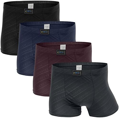 4 Mens Microfiber Boxer Brief (4 Pack) (Medium, Navy, Black, Grey, Burgundy)