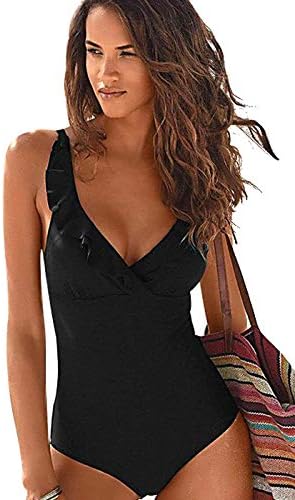 ZAFUAZ Women One Piece V Neck Swimsuit Vintage Swimming Costume Swimwear Padded Plus Size