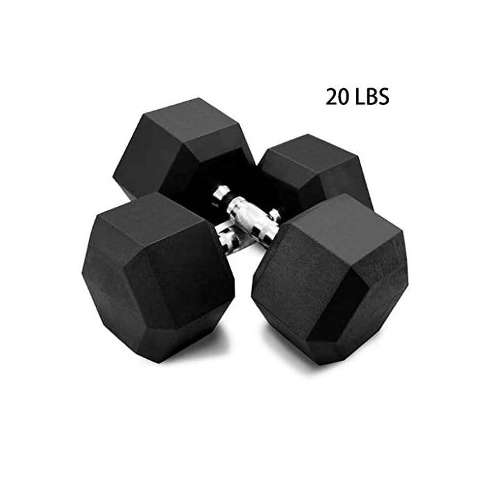 Leaf2you 1 Pair Hex Rubber Dumbbell with Metal Handle for Strength
