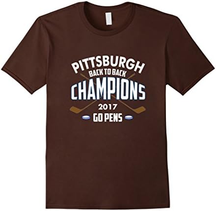 Mens Pittsburgh Back to Back Champions 2017 Go Pens Shirt Large Brown