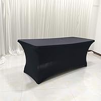 HoneiLife Rectangular Tablecloth Table Cover - 4 ft Spandex Fitted Table Cloth for Wedding and Party,Stretch Table Toppers for Kitchen and Reception,48" L x 30" W x 30"-Black