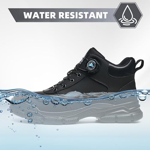Safety Boots for Men Women Waterproof Work Boots Lightweight Safety Shoes Non-Slip Safety Footwear with Steel Toe Slippers Work Swivel Buckle