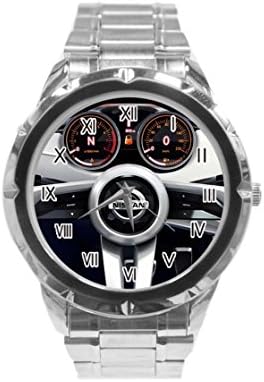 Nissan Sway Concept Interior Steering Wheel Custom Fashion Men Wrist Watch Stainless Steel Band Men's