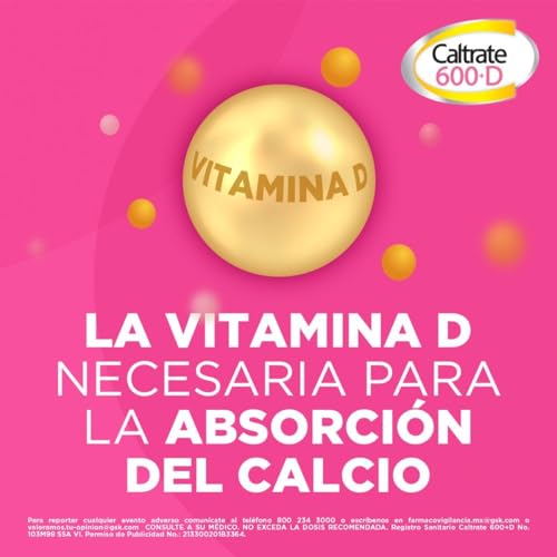 Caltrate Suplemento de Calcio 600 +D 600mg / 400 UI Frasco con 30 tabletas