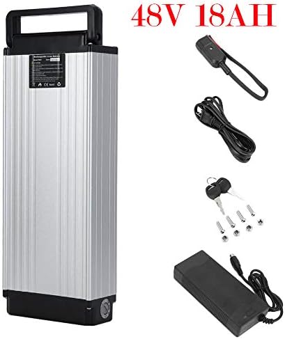 CATUO Electric Bicycle Battery, Superior 48 Volt 18 AH E-Bike Rechargeable Battery with Charger for 1000W Motor Bike - Output DC 54.6V 2.0A, US Plug -38 x 14.5 x 6cm
