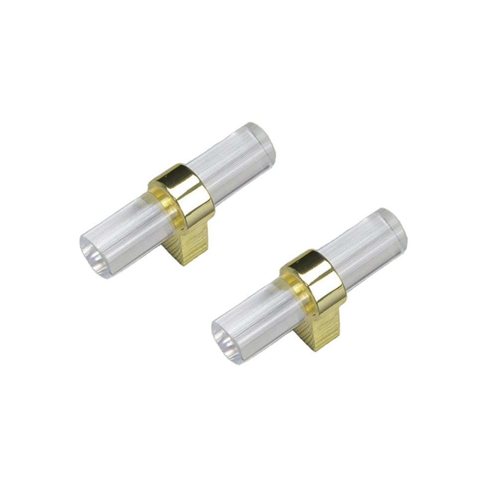 SYDARSYN 2 Pcs Cupboard Pulls Transparent Acrylic Cabinet Handles Furniture Kitchen Drawer T Knobs Door Handles T Bar Handle Gold Single Hole