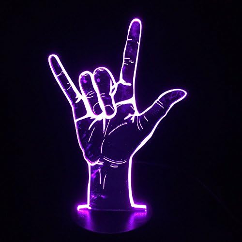 3D Optical Illusion I Love You Sign Language LED Table Night Light USB Operated Gift