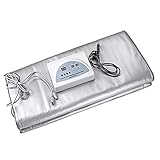 Uttiny Sauna Blanket,110V 2 Zone Digital Far-Infrared (FIR) Heat Therapy Blanket for Body Shape Slimming Fitness (Silver)