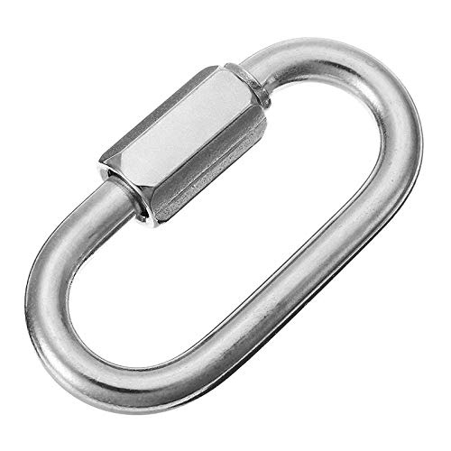 Constrabo® | 1x Oval Quick Link Carabiner Stainless Steel AISI 316 (V4A) 9mm Ø | Screw Carabiner with 1300kg Lifting Capacity | Screw Link Carabiner, Keychain Buckle, Quick Link Chain, Chain Connector