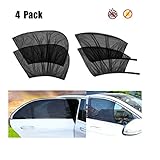 4 Pack Car Window Shades Front and Rear Window Sun Shades Protect Baby & Pets from Harmful UV Anti-Mosquito Universal Fit! (Black, 4 Pack)