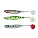Soft Fishing Lures Shad Fishing Bait Mixed Color Pack of 10 Pieces 5 Colors 3D Eyes (Mixed Colors 10 Pieces)