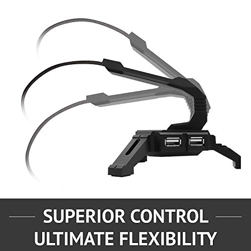 Tilted Nation Gaming Mouse Bungee Cord Holder with 4 Port USB Hub For PC & XBOX Wired Mice Pro