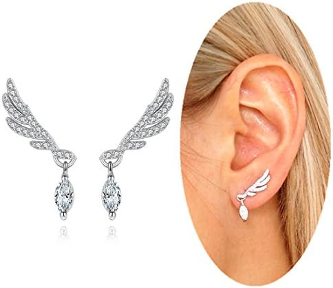 OREOLLE Jewelry Fashion Angel Wings Ear Crawler Cuff Earrings Cubic Zirconia Ear Stud Earrings Jackets