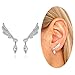 OREOLLE Jewelry Fashion Angel Wings Ear Crawler Cuff Earrings Cubic Zirconia Ear Stud Earrings Jackets