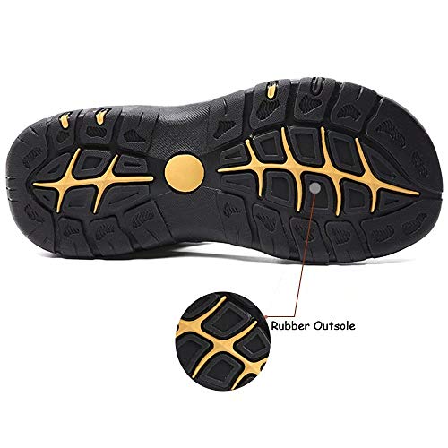 VISIONREAST Mens Leather Sandals Closed Toe Outdoor Hiking Athletic