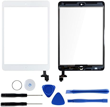 Touch Screen Replacement for iPad Mini 1 2 Retina,Front Digitizer Assembly with IC Chip, Home Button and Camera Holder + 7 Pieces Tools + Adhesive Tape Pre-installed by ZHCH (White)