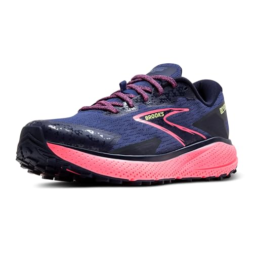 Brooks Women’s Divide 5 Trail Running Shoe - Grey Blue/Pink/Lime - 7.5 Medium at Amazon