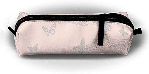Retro Butterflies Pattern Pen Pencil Stationery Bag Makeup Case Travel Cosmetic Brush Accessories Toiletries Pouch Bags Zipper Resistance Carry Handle Power Lines Hanging Handbag Documents