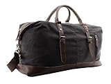 Jiao Miao Overnight Canvas Leather Travel Tote Duffel Shoulder Handbag Bag