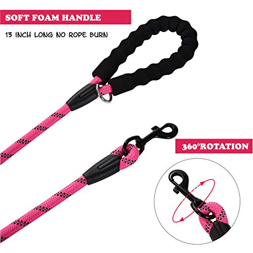 Poohoo 2 Pack Dog Leashes, 5 FT Heavy Duty Pet Leash with Comfortable Padded Handle and Highly