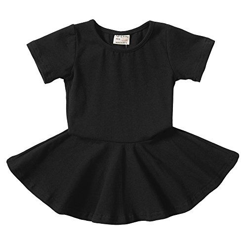 Infant Toddler Baby Girls Dress Cozy Ruffles Long Sleeves Cotton (18-24m(92), Black 1) - Thumbnail 6