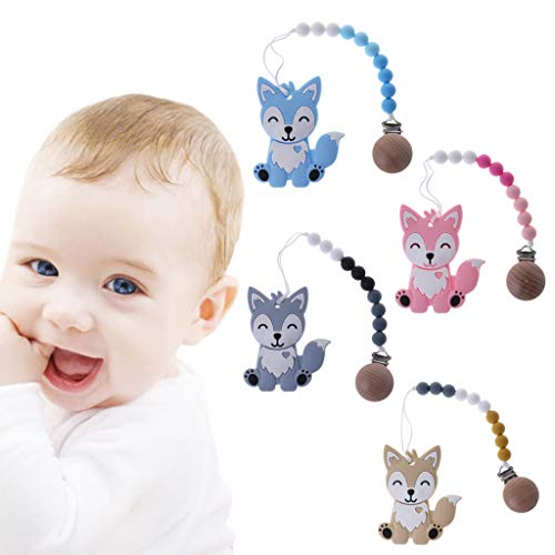 image for TeemorShop 1 Set Pacifier Clip with Cartoon Fox Teether Baby Nipple Ch