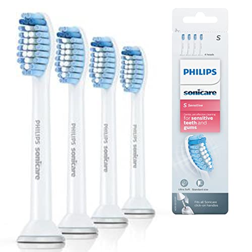 Philips Sonicare Original S Sensitive Standard-Schallzahnbürstenköpfe - 4er-Pack in Weiß (Modell HX6054/07)