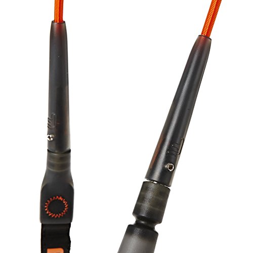 FCS Freedom Series Surfboard Leash - 6' feet - Orange - High Tensile Over-Braided Nylon Cord