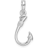 Auriga Fine Jewelry 925 Sterling Silver 3D Fish Hook Pendant (L-23mm, W-9mm)