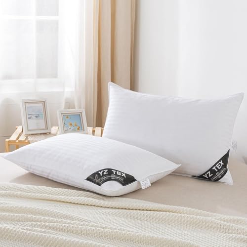 YZTEX 2 Pack Goose Feather and Down Pillows 100% Cotton Shell Soft Hotel Quality Pillows(40% Down)