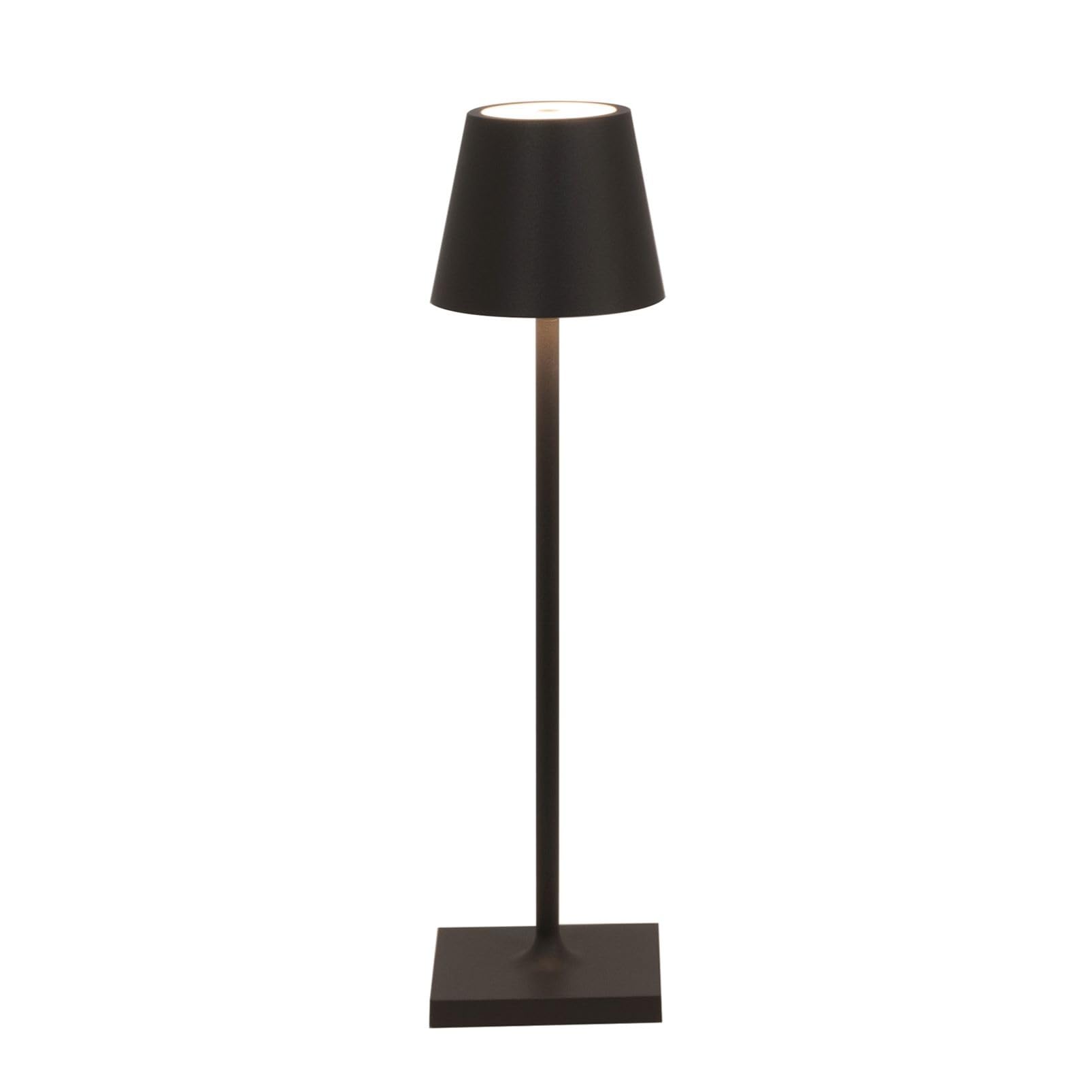 Zafferano, Poldina Micro Lamp, Rechargeable Cordless Table Lamp with Touch Controls, Suitable for Interior and Outdoor, Dimmer, 2200-3000 K, Height 27.5 cm, Black Colour